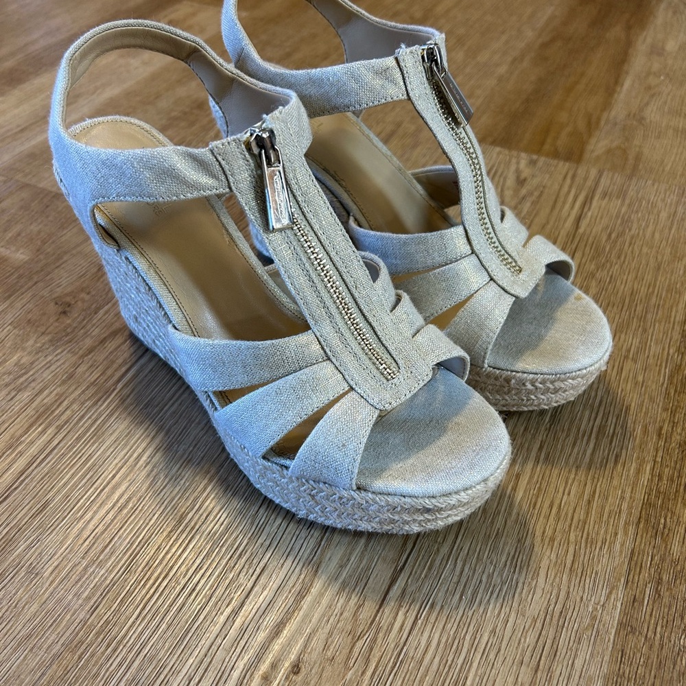 Michael Kors Light Beige Wedge Sandals